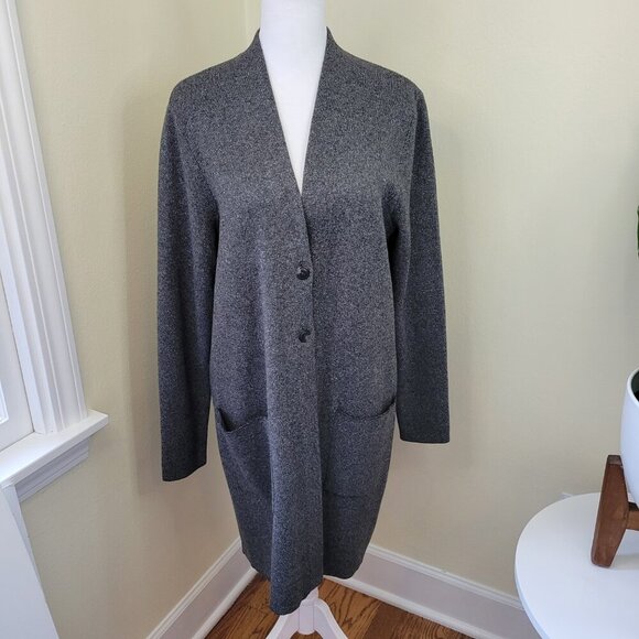 J. Jill Gray Sweater Button Closure Front Pockets Long Cardigan Women's Size S - Picture 2 of 15